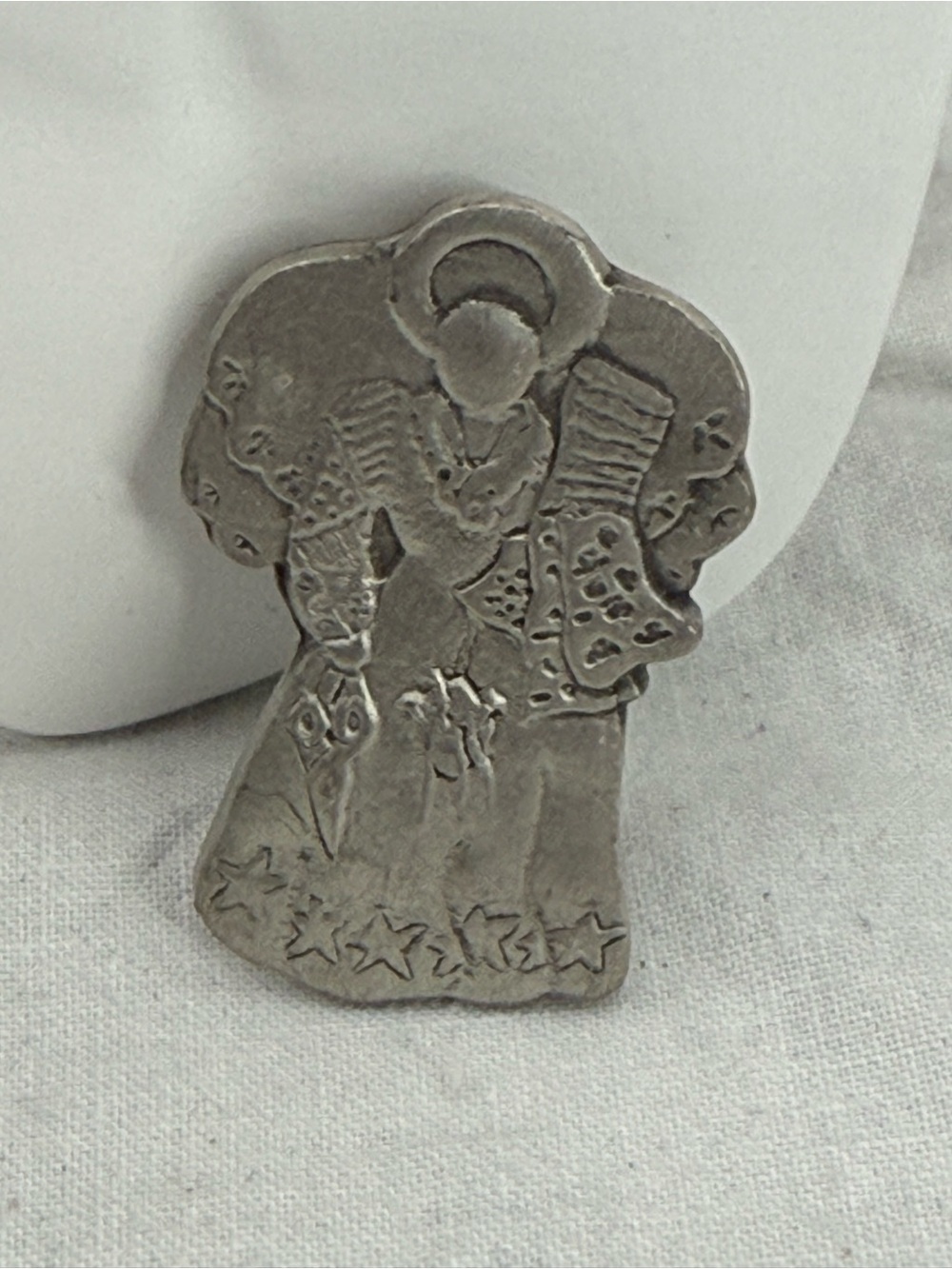 Vintage Guardian Angel Of Quilters Brooch Pewter Jewelry Studio USA